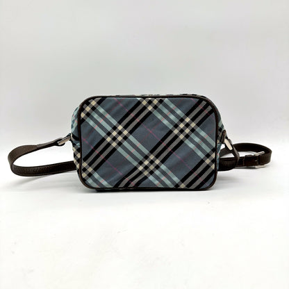 Burberry Sac bandoulière Toile Check Bleue - vue de dos, bandoulière déployée