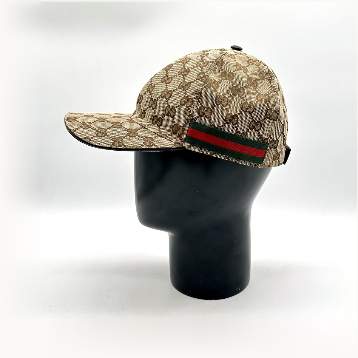 Gucci Casquette Toile GG Beige - vue de profil, bande Web sur la visière