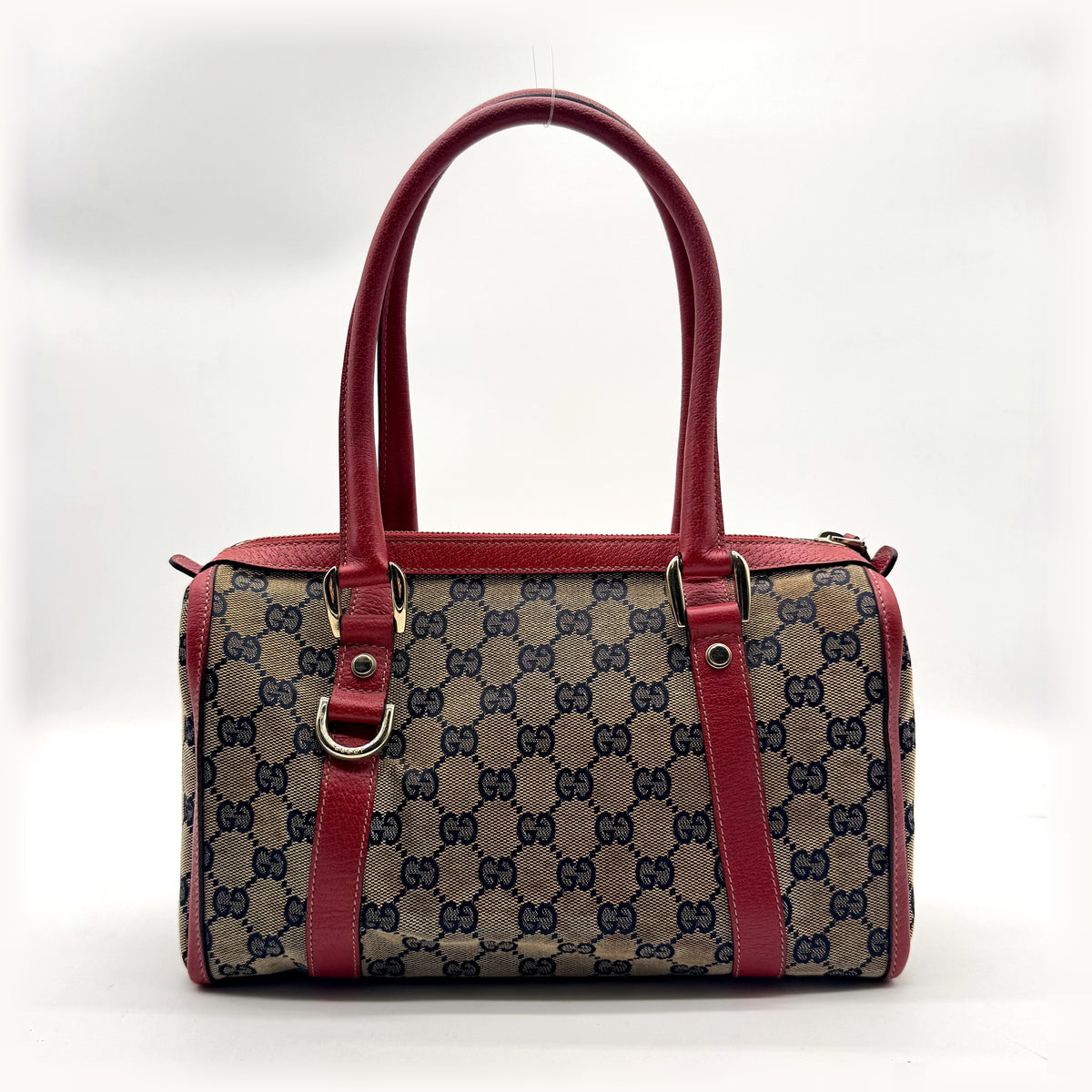 Gucci Boston Abbey Toile GG et Cuir Rouge - vue de face opposée