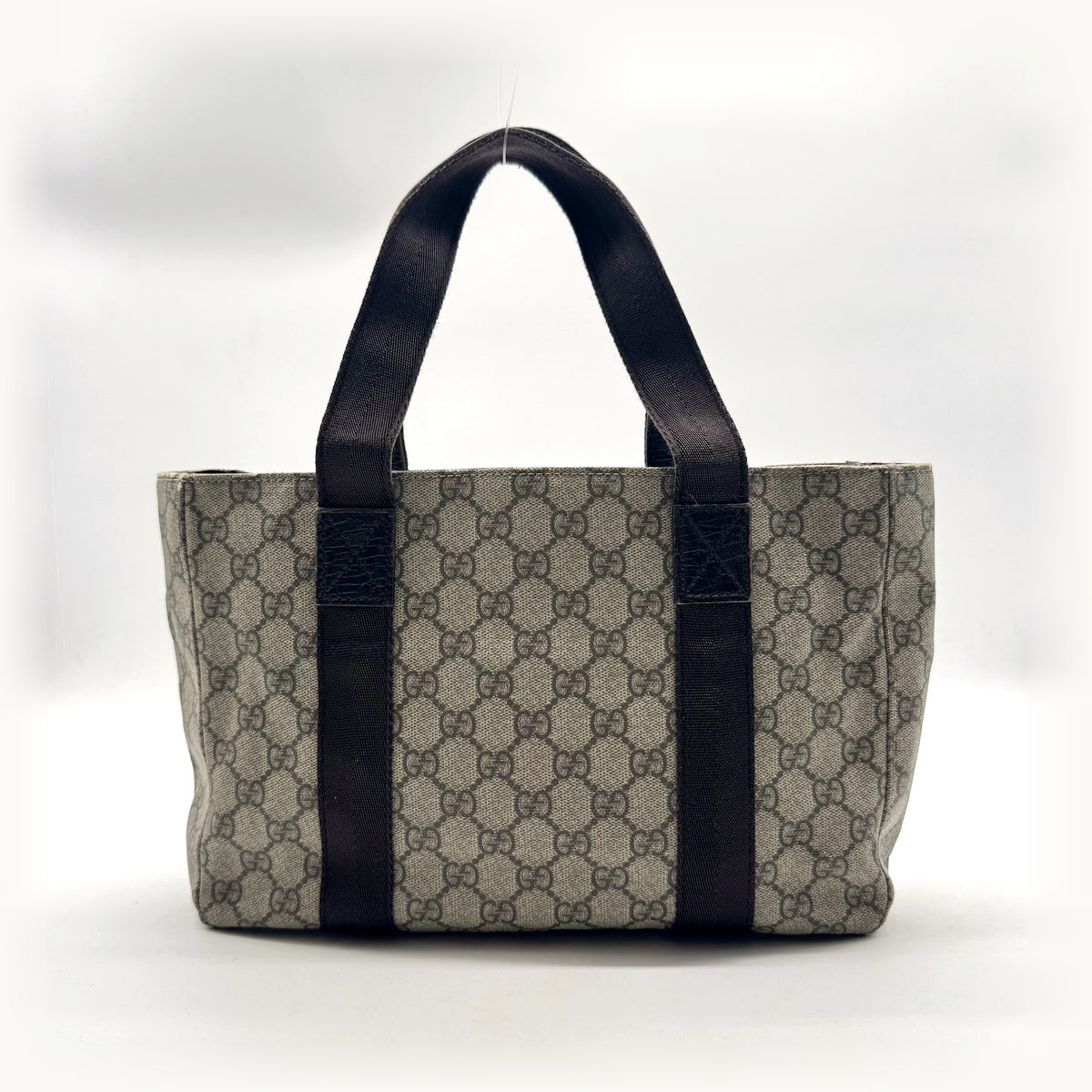 Gucci Tote Toile GG Beige et Cuir Brun - vue de face opposée