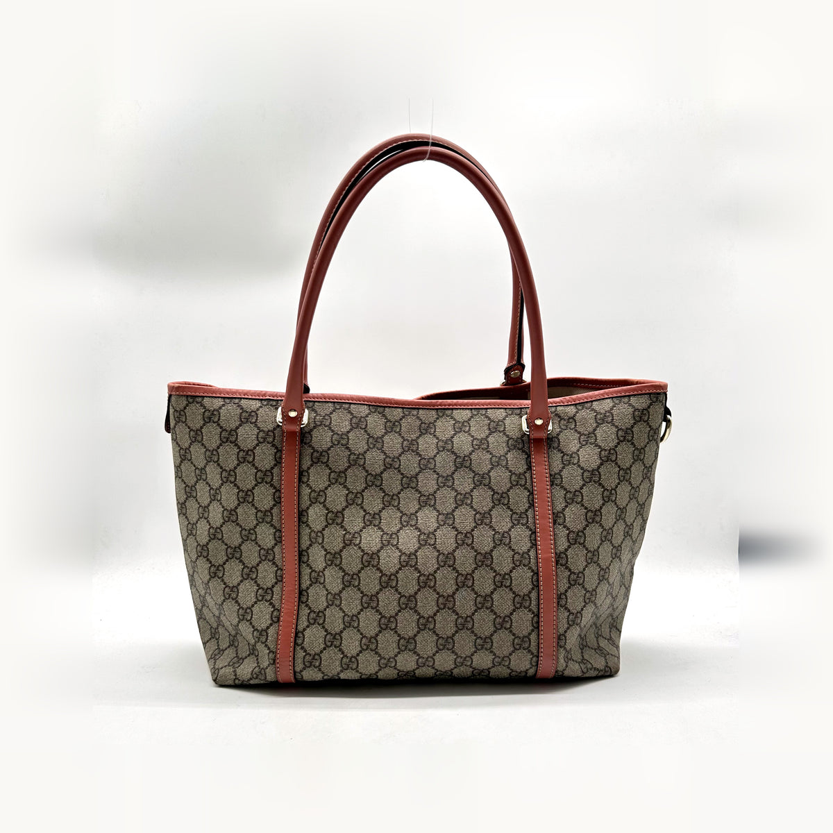 Gucci Tote Toile GG Beige et Cuir Corail - vue de dos