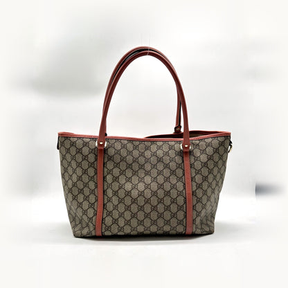 Gucci Tote Toile GG Beige et Cuir Corail - vue de dos