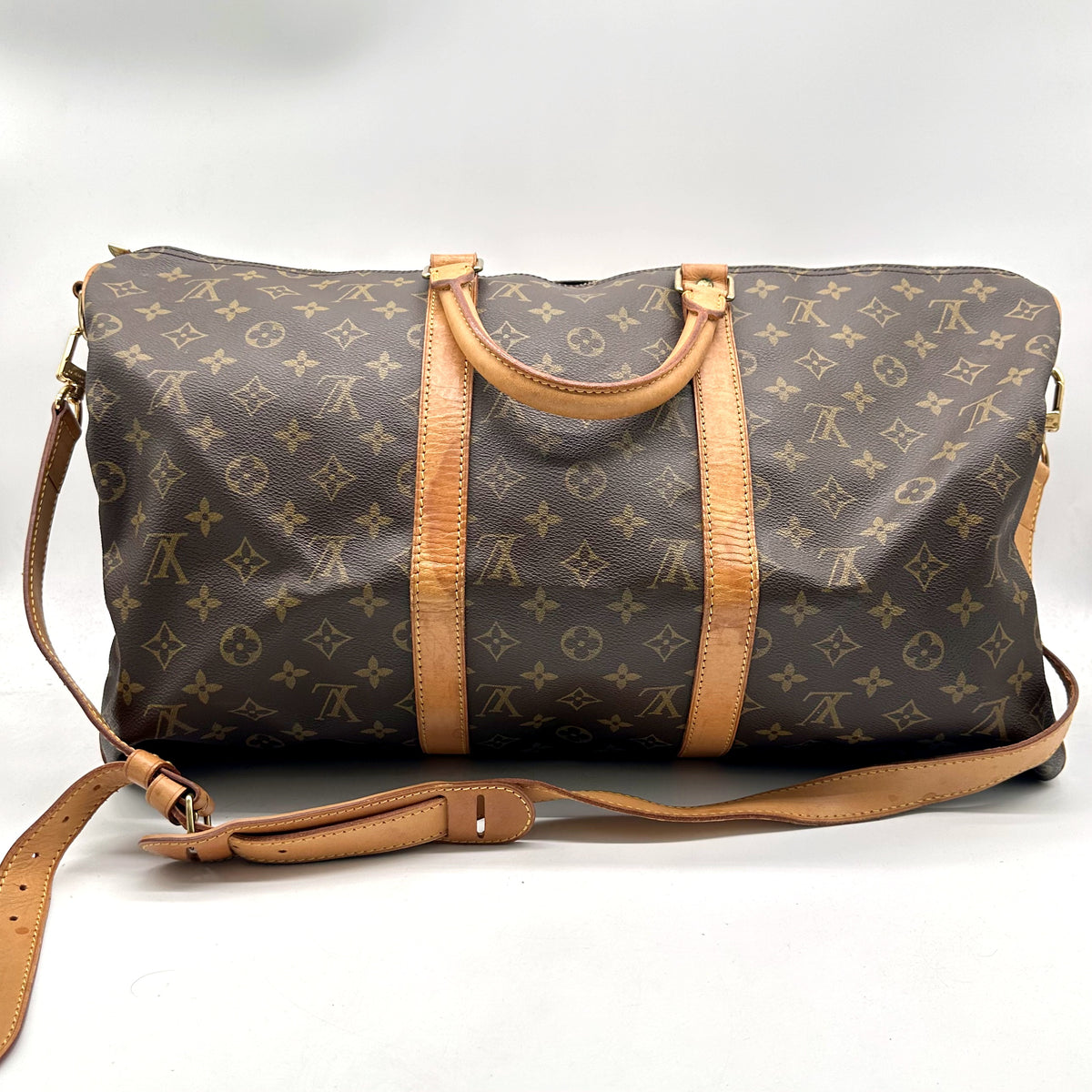 Louis Vuitton Keepall 50 Bandoulière Toile Monogram - vue de dos, bandoulière déployée