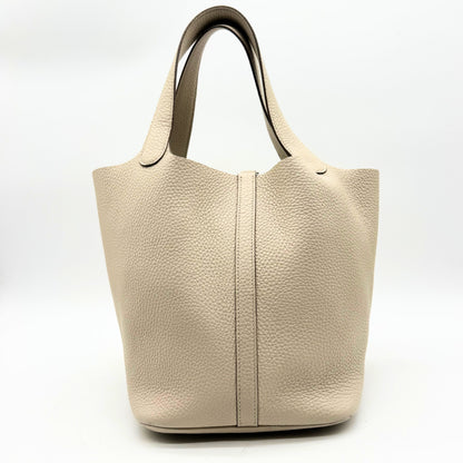 Hermès Picotin 18 cuir grainé crème - dos du sac