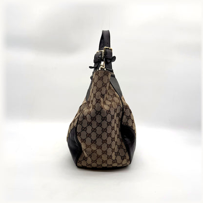 Gucci Hobo Toile GG et cuir marron - côté