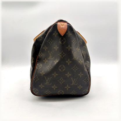 Louis Vuitton Speedy 35 Toile Monogram - vue de profil, flanc arrondi