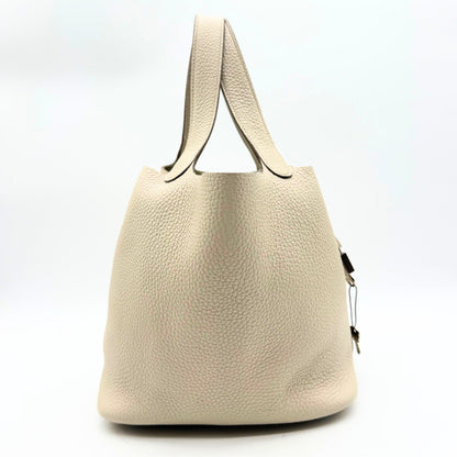Hermès Picotin 18 cuir grainé crème - profil droit
