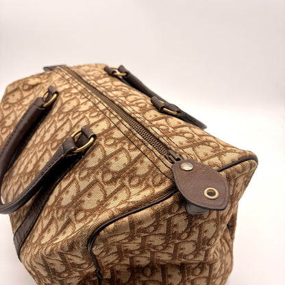 Dior Boston 30 Toile Oblique Marron - détail fermeture zip