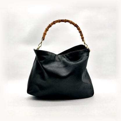 Gucci Bamboo Cuir Noir - vue de trois quarts