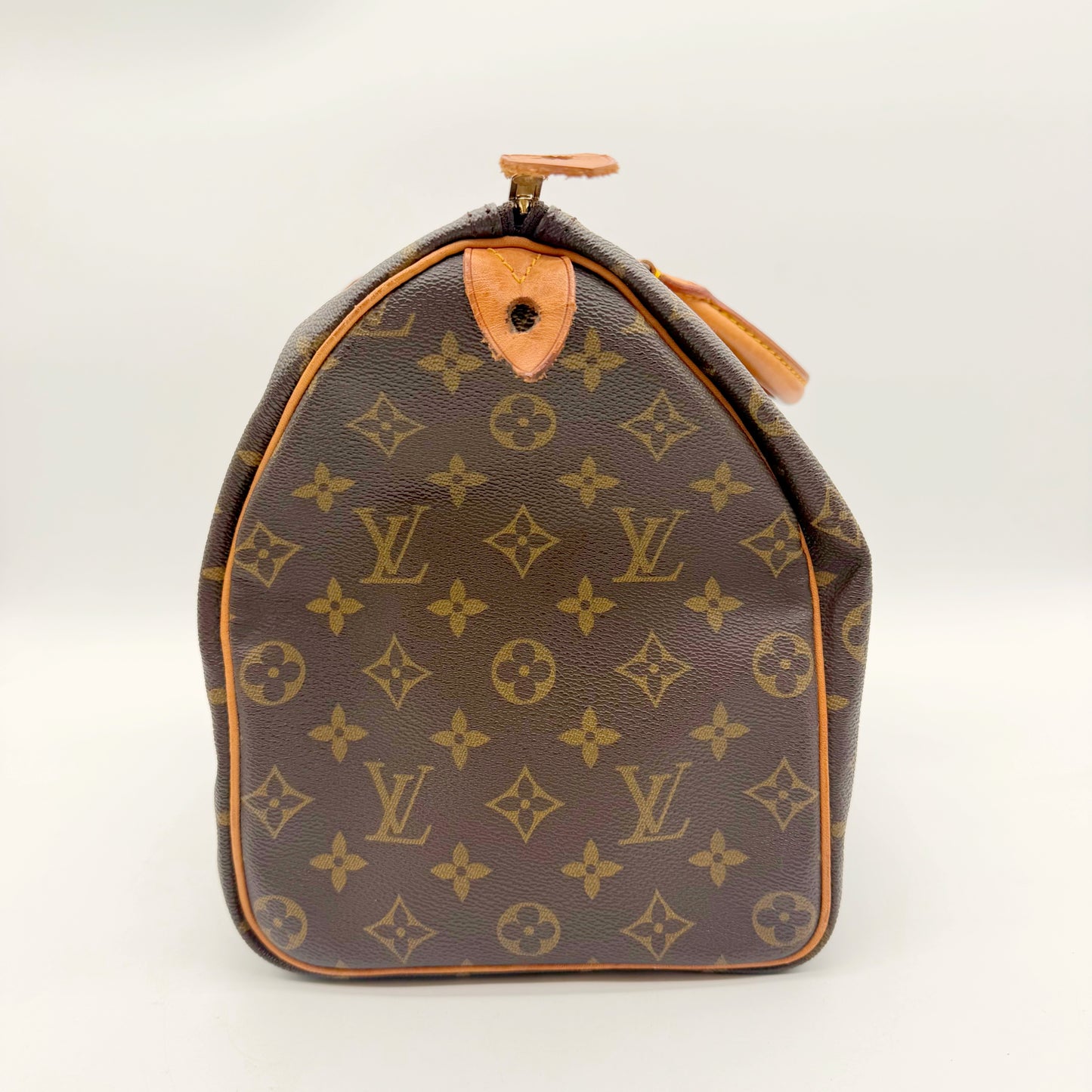Louis Vuitton Speedy 35 toile Monogram - profil côté tirette