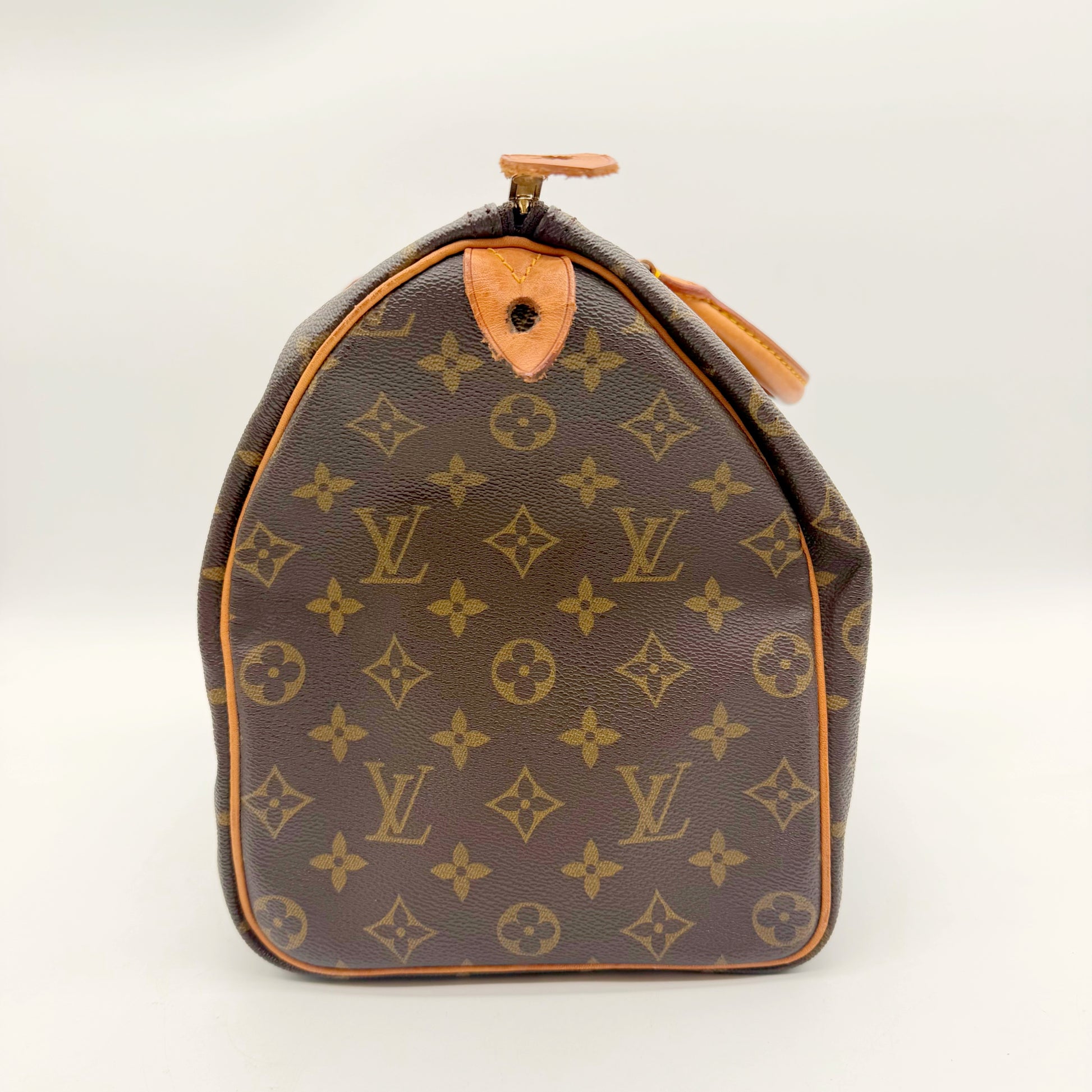 Louis Vuitton Speedy 35 toile Monogram - profil côté tirette