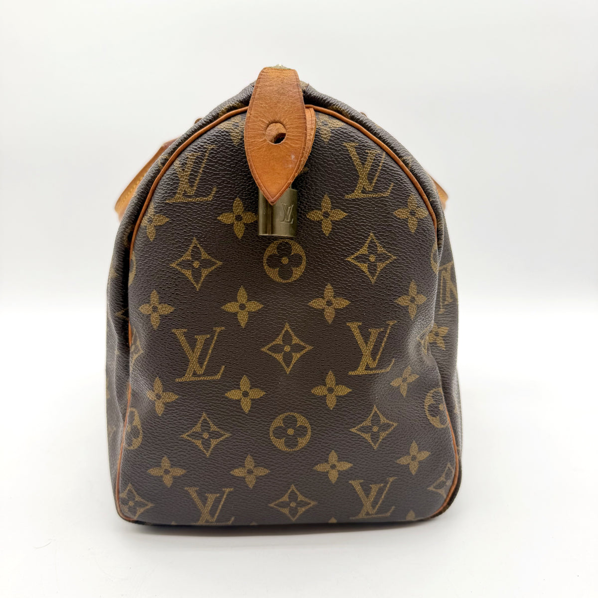 Louis Vuitton Speedy 30 Monogram-canvas - het andere uiteinde, leren lipje en hangslot