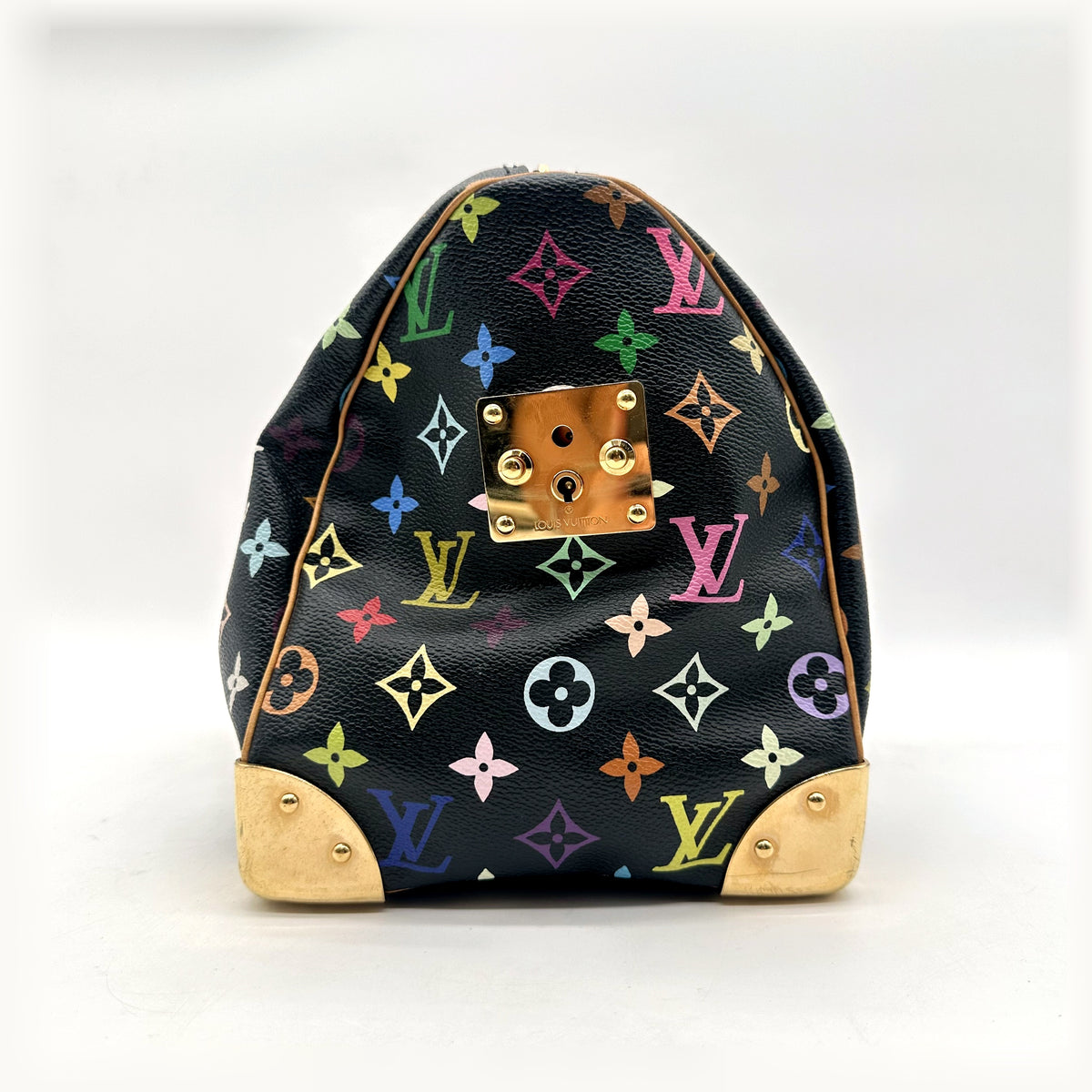 Louis Vuitton Speedy 30 Toile Monogram Multicolore Noir - vue de l'autre bout et de la serrure