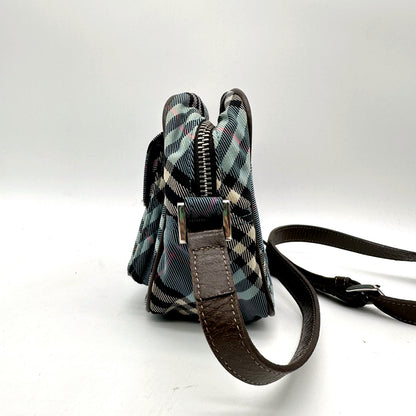 Burberry Sac bandoulière Toile Check Bleue - profil opposé et sangle