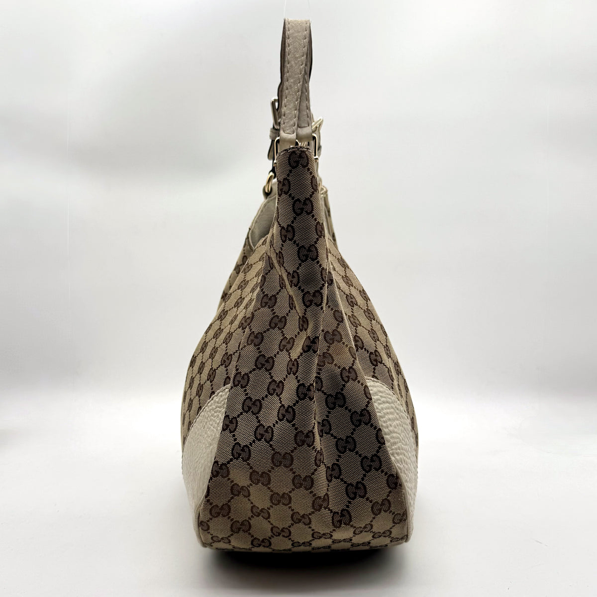 Gucci Tote Toile GG Beige et Cuir Crème - profil opposé