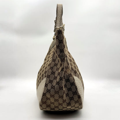 Gucci Tote Toile GG Beige et Cuir Crème - profil opposé