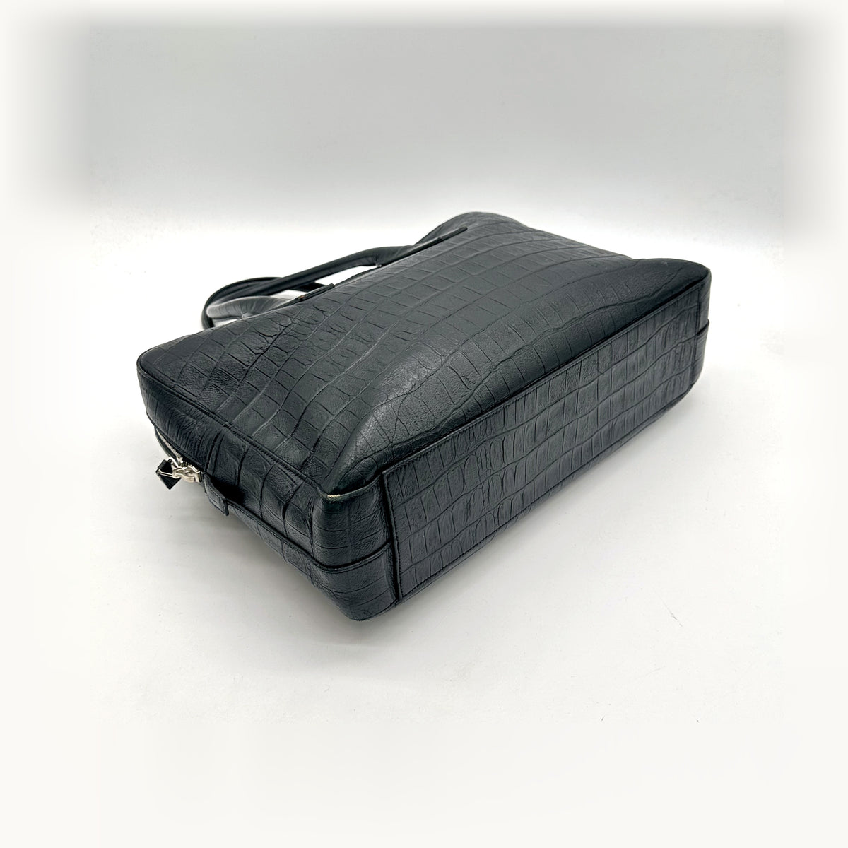 Saint Laurent Porte-documents Cuir Façon Croco Noir - vue en angle opposé