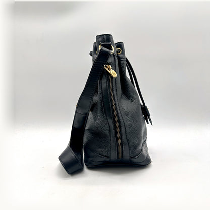 Céline Seau Cuir grainé noir - flanc avec poche zippée extérieure