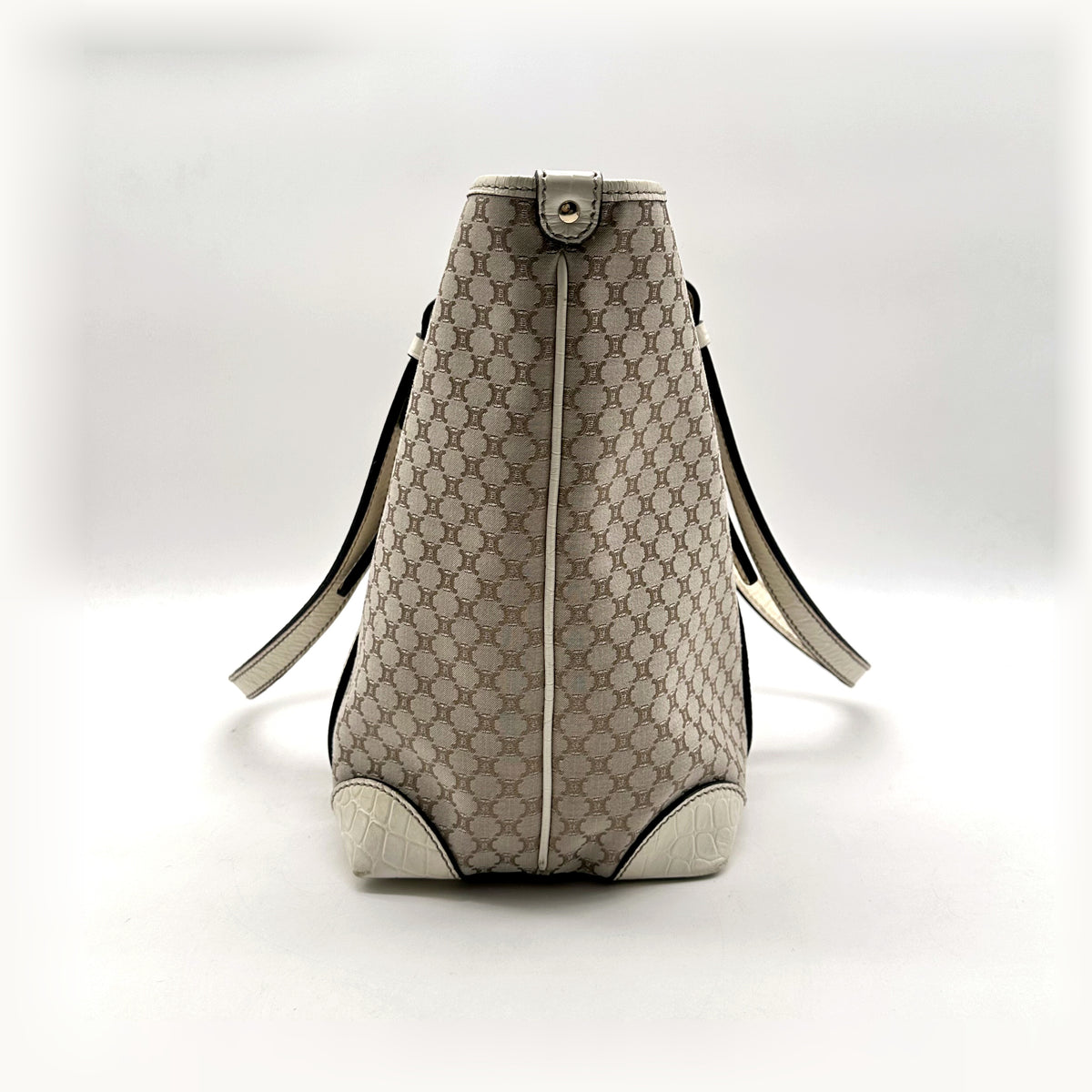 Céline Tote Toile Macadam Écru - profil opposé