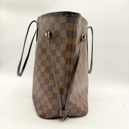 Louis Vuitton Neverfull MM toile Damier Ebene - profil oppose et cordon lateral
