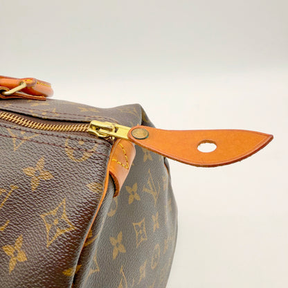 Louis Vuitton Speedy 35 – détail tirette zip et cuir vachetta