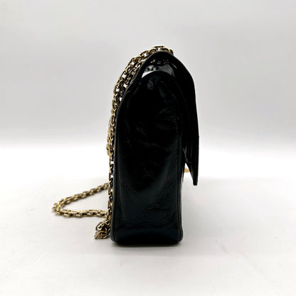 Chanel Timeless 25 cm Cuir d'agneau Noir - profil opposé et chaîne