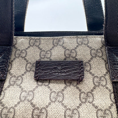 Gucci Tote Toile GG Beige et Cuir Brun - vue de dessus, intérieur du sac