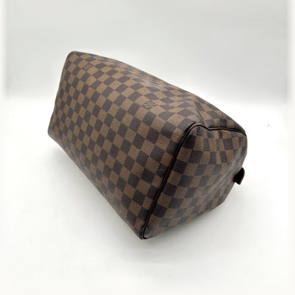 Louis Vuitton Speedy 30 Toile Damier Ebène - vue du dessous en angle