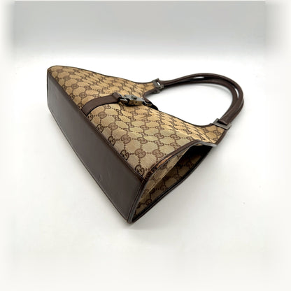 Gucci Jackie Toile GG Beige - vue en angle, base du sac
