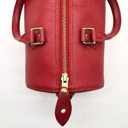 Louis Vuitton Speedy 25 Cuir Épi Rouge - détail des attaches d'anses et du zip
