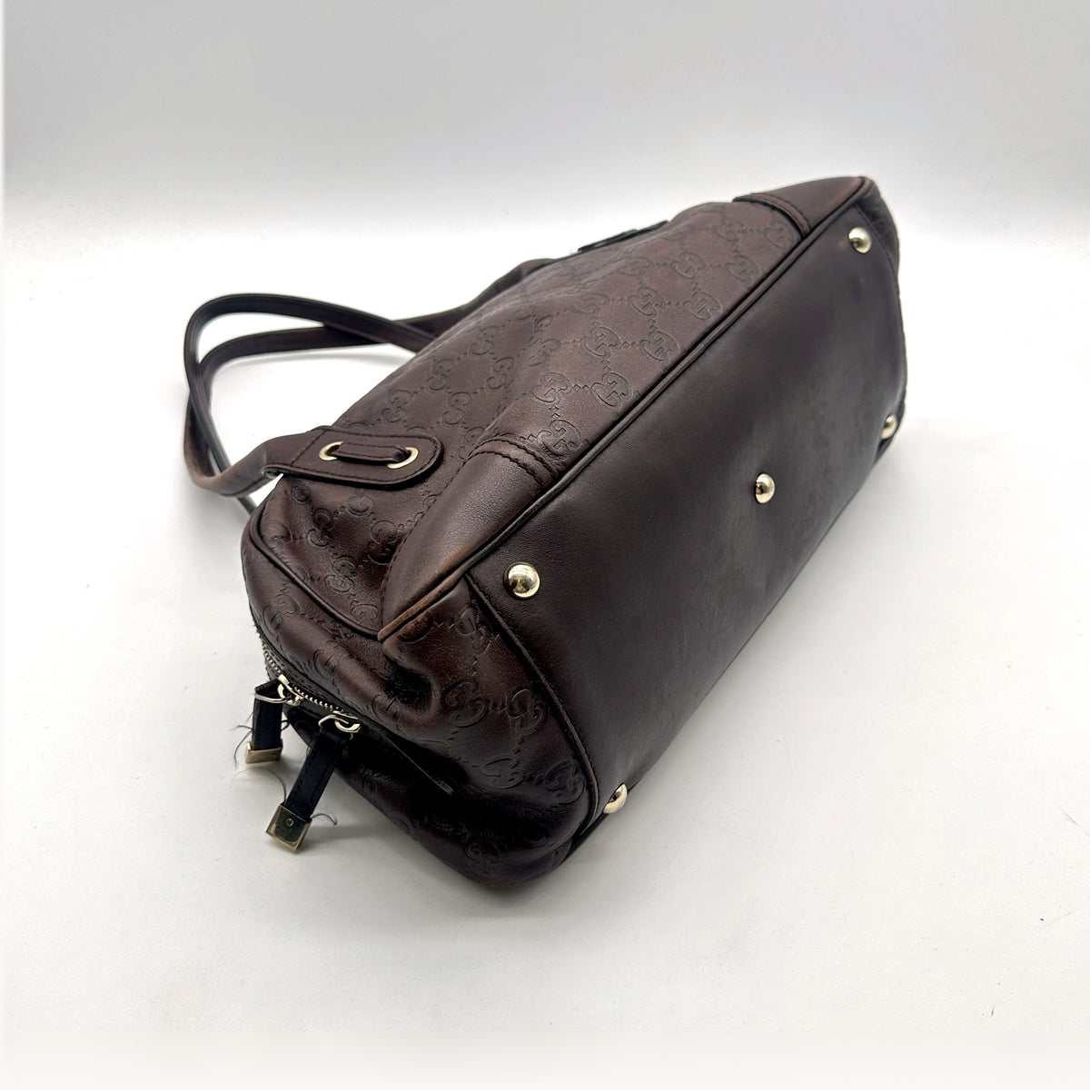 Gucci Bowling Cuir Guccissima Marron - vue en angle opposé