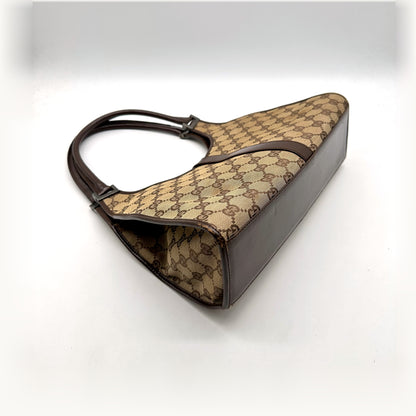 Gucci Jackie Toile GG Beige - vue en angle opposé, anse relevée