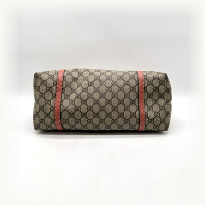 Gucci Tote Toile GG Beige et Cuir Corail - vue du dessous, base du sac