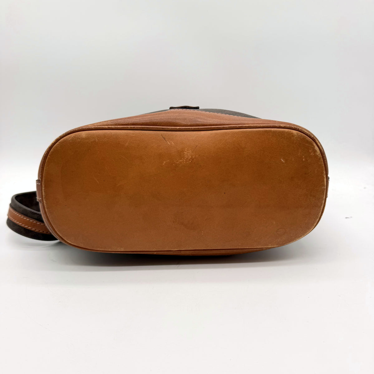 Celine sac seau Macadam toile brune - dessous en cuir