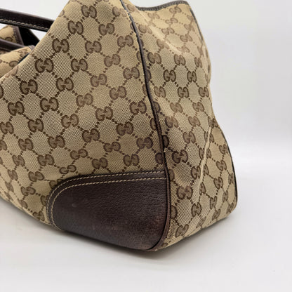 Gucci Princy Tote toile GG beige - detail coin cuir