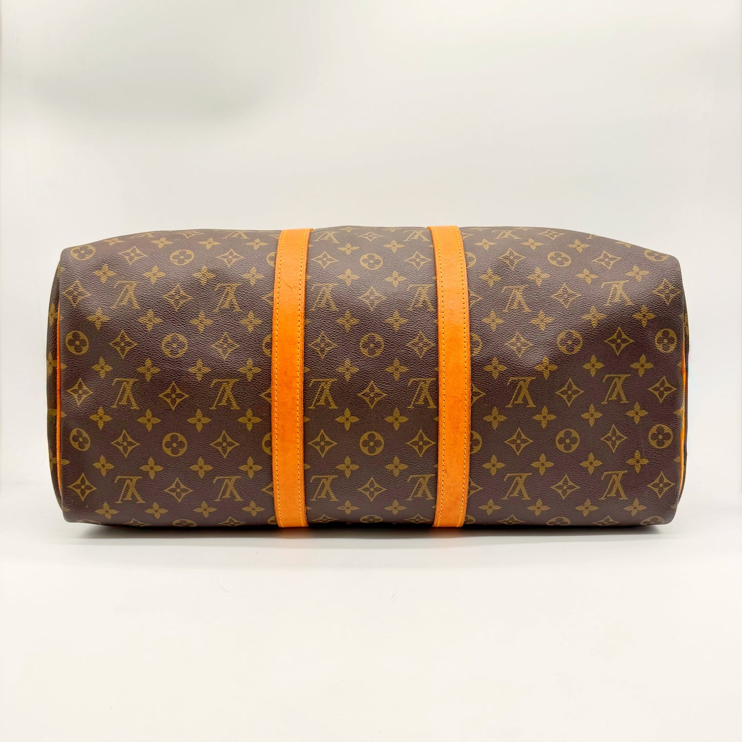 Louis Vuitton Keepall 50 toile Monogram - dessous du sac et sangles en cuir
