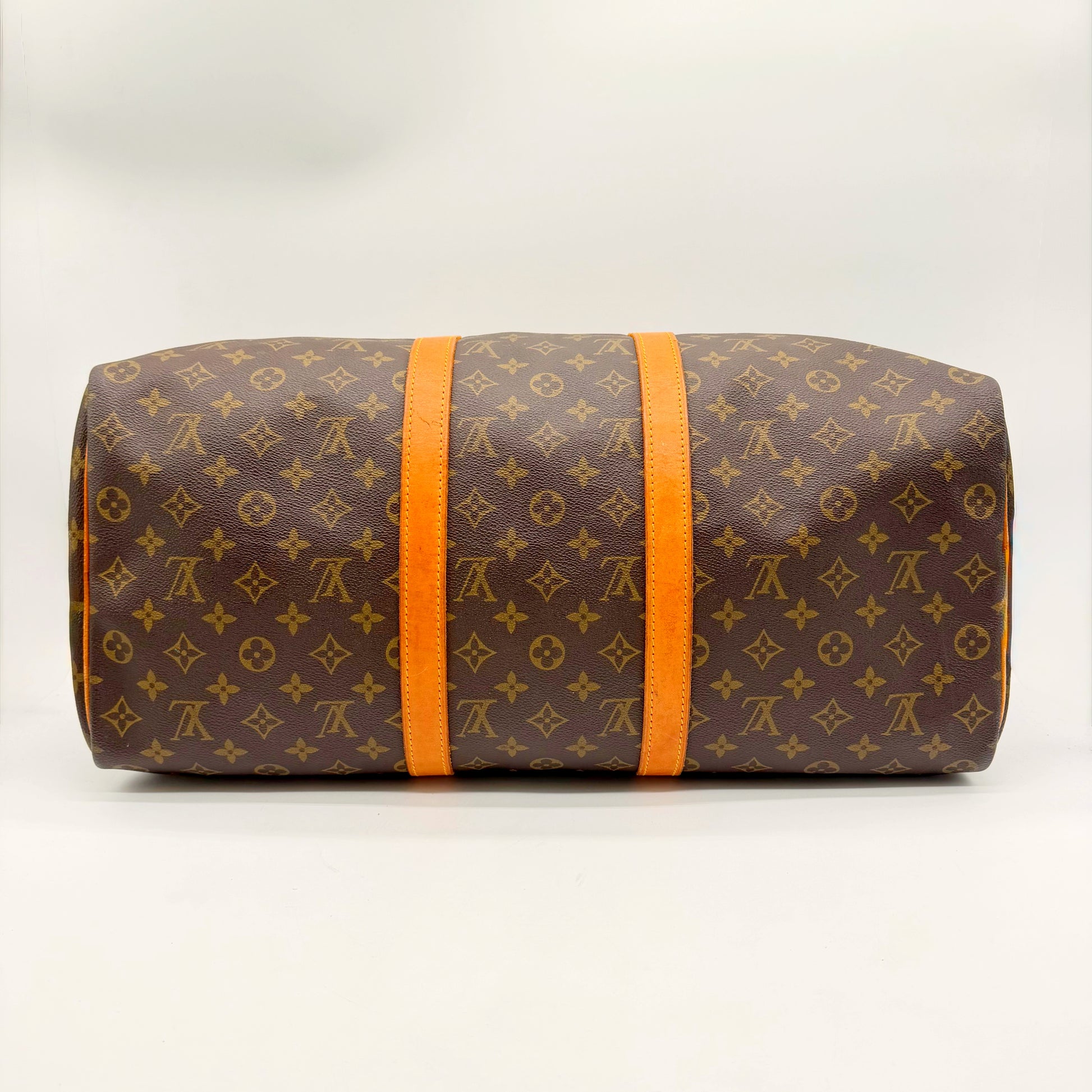 Louis Vuitton Keepall 50 toile Monogram - dessous du sac et sangles en cuir