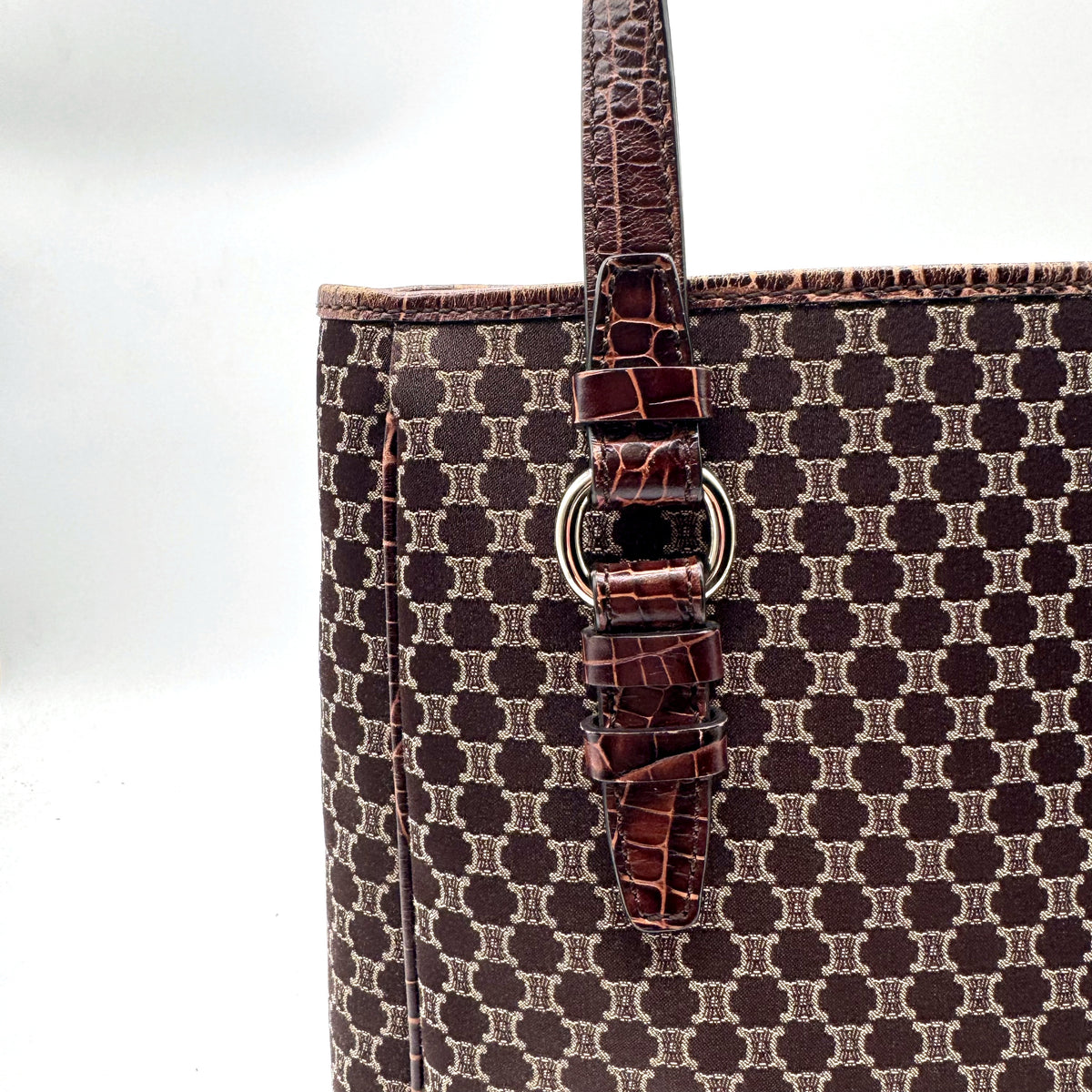 Céline Cabas Toile Jacquard Brun - détail de l'attache opposée