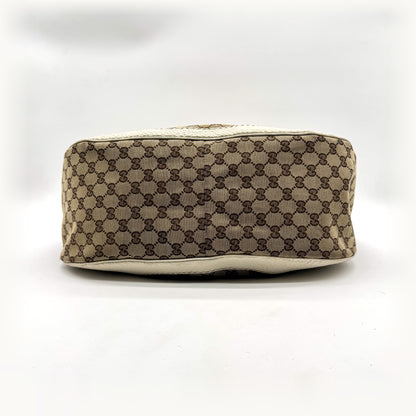 Gucci Tote Toile GG Beige et Cuir Crème - vue du dessous, base du sac