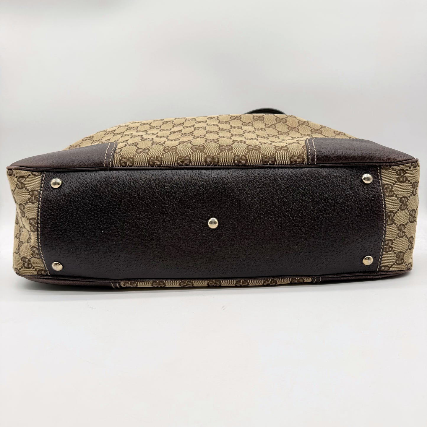 Gucci Princy Tote toile GG beige - base en cuir