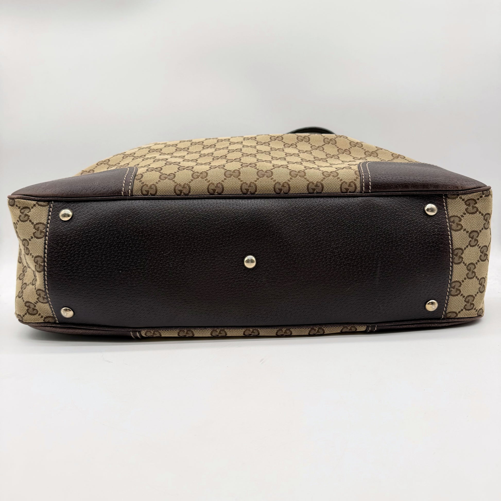 Gucci Princy Tote toile GG beige - base en cuir