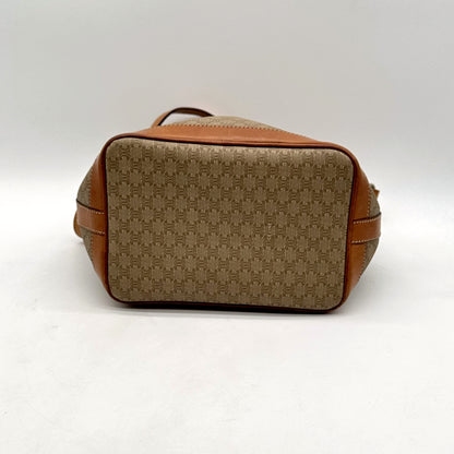 Céline Seau Toile Macadam Beige - vue du dessus en angle, col et cordon