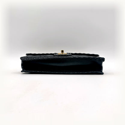Chanel Matelassé Cuir Gris Anthracite - vue du dessus, rabat fermé