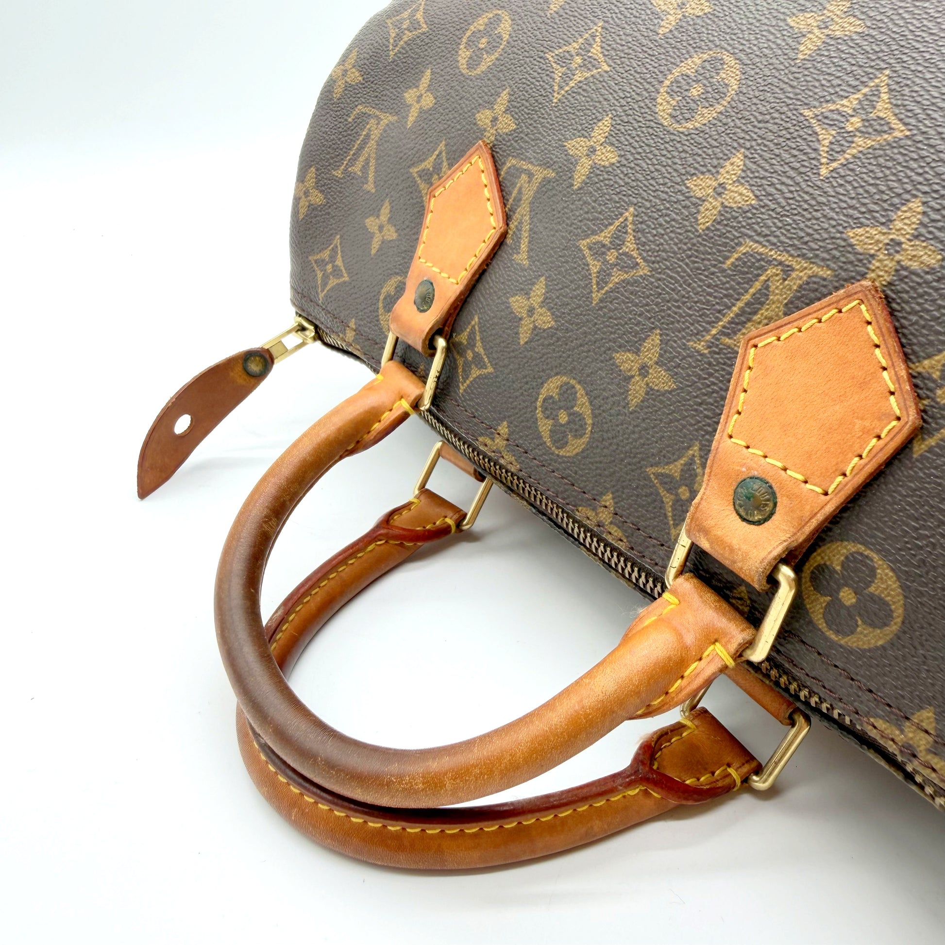 Louis Vuitton Speedy 30 Toile Monogram - anses en cuir vachetta, vue B