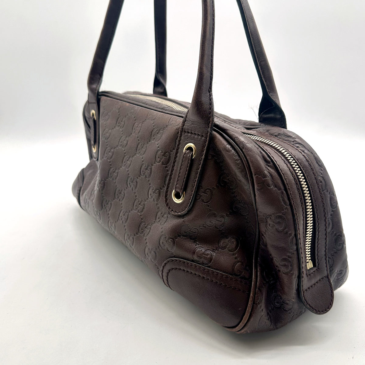 Gucci Bowling Cuir Guccissima Marron - vue de trois quarts opposée