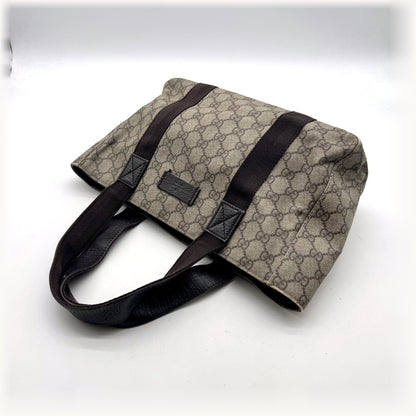 Gucci Tote Toile GG Beige et Cuir Brun - vue de trois quarts opposée