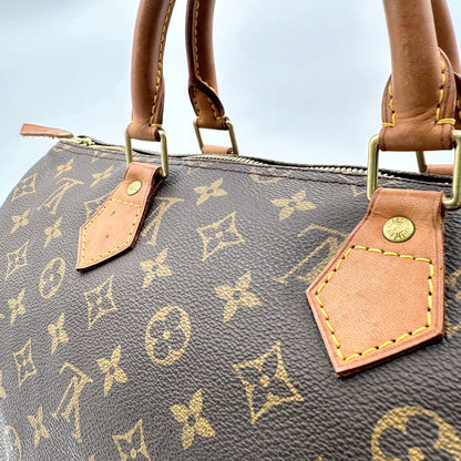 Louis Vuitton Speedy 30 Toile Monogram - détail des anses, pattes et rivets