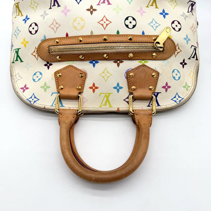 Louis Vuitton Alma Toile Monogram Multicolore Blanc - vue de dessus, anses et attaches