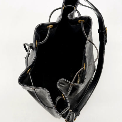 Louis Vuitton Noé Cuir Épi Noir - intérieur ouvert vu de dessus