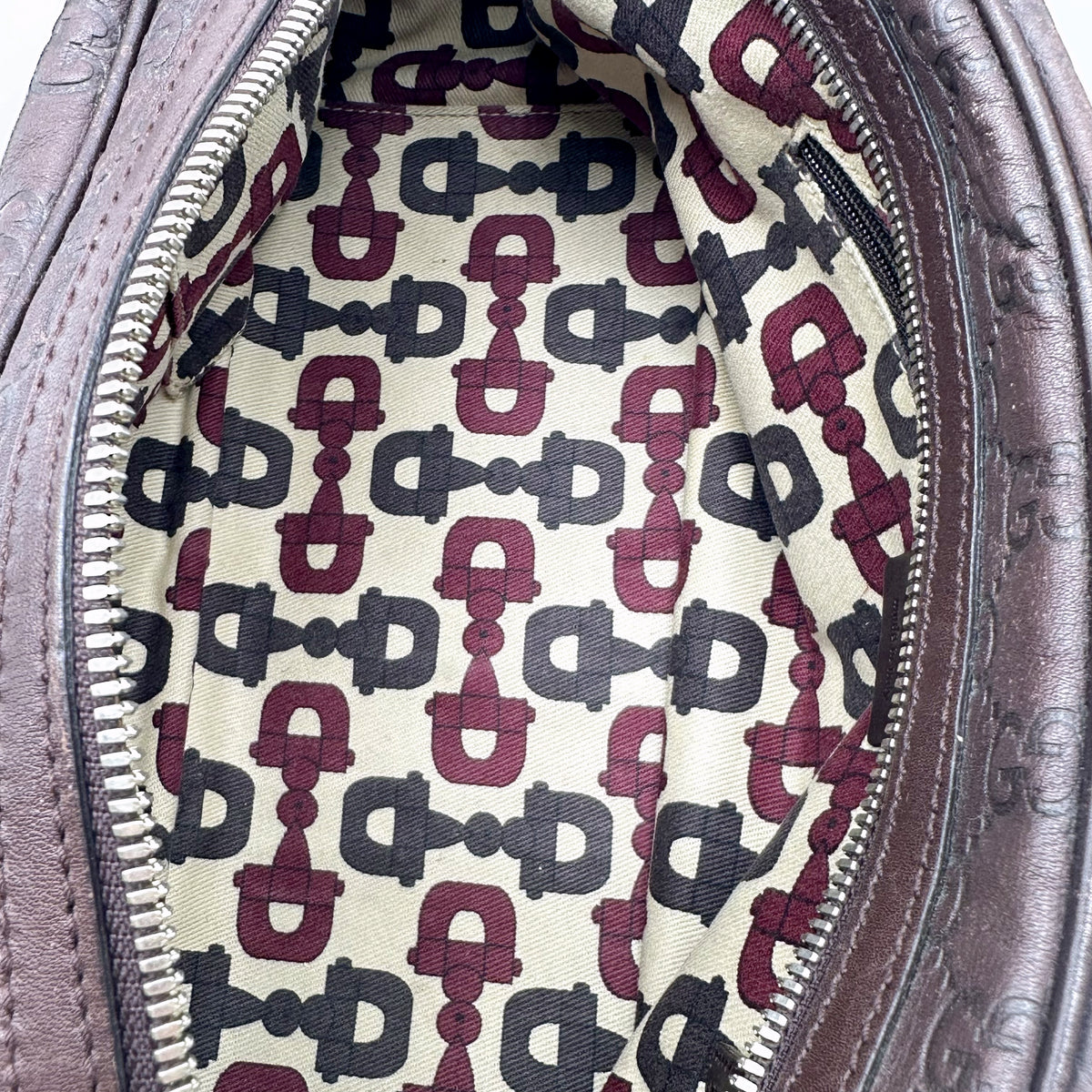 Gucci Bowling Cuir Guccissima Marron - intérieur, doublure toile imprimée